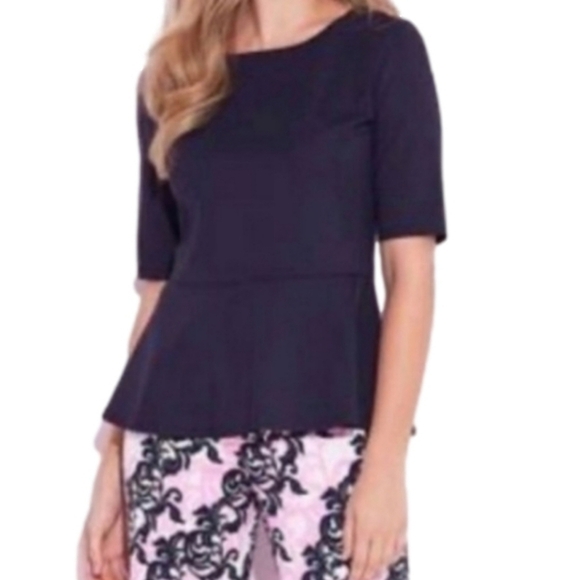 Jude Connally Denim Look Popover Penny Peplum Blouse Top - Picture 1 of 10